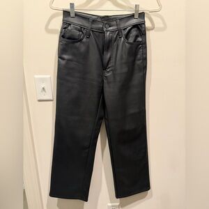 MOTHER Black Faux Leather Straight Jeans